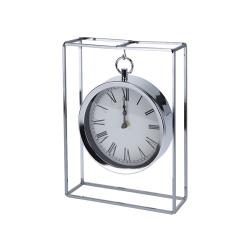 Επιτραπέζιο ρολόι νίκελ ασημί σε τετράγωνο πλαίσιο,18x25cm
