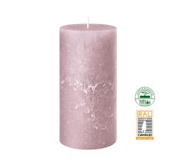 Κερί κορμός ρουστίκ, αντικέ ροζ,7x14cm