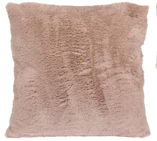 Μαξιλάρι συνθετική γούνα λαγού 2χρ.,ροζ&κρεμ,45x45cm