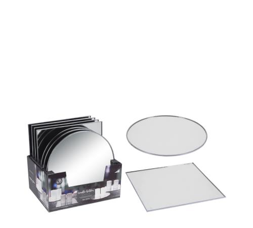 Καθρέπτης με ασημί μετ/κη μπορντούρα 2σχ.,display 12τεμ.,15x15cm