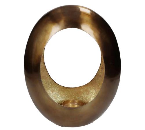Κηροπήγιο "Egg" από αλουμίνιο χάλκινο/χρυσό, 22x30cm
