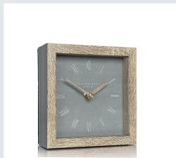 Επιτραπέζιο ρολόι σε απομίμηση ξύλου,γκρι χρ.,14cm