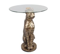 Side table σχ.λεοπάρδαλη χρυσή, δ.40x50cm