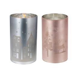 Κερί Led σε γυάλα, 7.5x12.5cm,2 χρ.(Ροζ/Γαλάζιο)