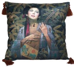 Βελούδινο μαξιλάρι με  γιαπωνέζα μουσικό, 45x45cm