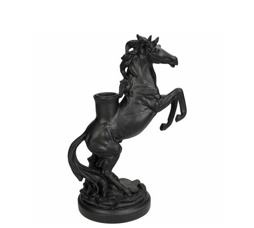 Κηροπήγιο "Αλογο', πολυρέζιν, μαύρο χρ.23cm