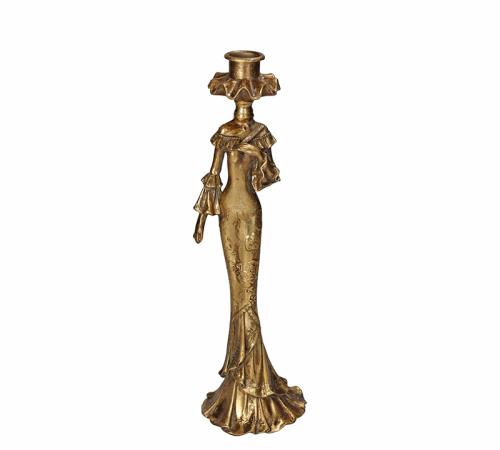 Κηροπήγιο "lady" (A), αντικέ χρυσό, 9x30,cm