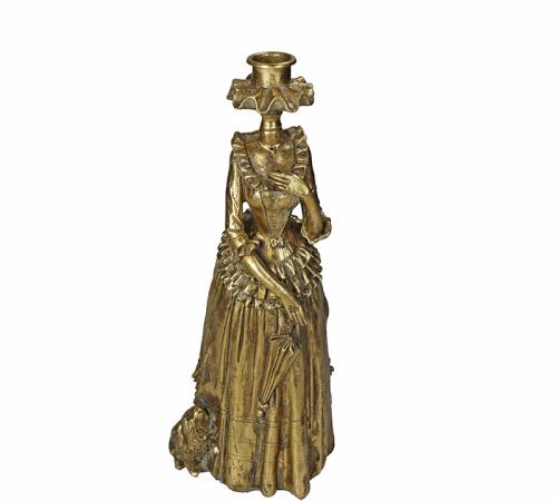 Κηροπήγιο "lady" (B), αντικέ χρυσό, 12x30cm