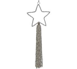 Στολίδι σχ.αστέρι με ζιργκόν & φουντίτσα, 23cm