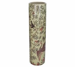 Κεραμικό βάζο σχ,φύλλα bamboo & πουλιά 10x39.4cm