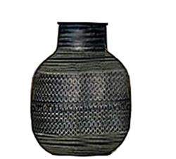 Σφυρήλατο βάζο αλουμινίου κύλινδρος,μαύρο 31x38cm