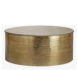 Στρογγυλό σφυρήλατο Coffee table αλουμίνο, χρυσό,90x37cm