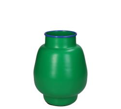 Μεταλλικό βάζο πράσινο χρ.με μπλε χείλος 15x19.5cm
