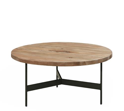 Στρογγυλό coffee table,μασίφ καπάκι μεταλ.βάση δ.70x34cm