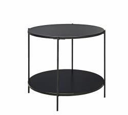 Στρογγυλό side table με ράφι, μαύρο χρ.,δ.61x55cm