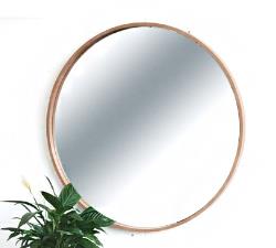 Στρογγυλος καθρέπτης με ξυλινη κορνιζα, 70cm