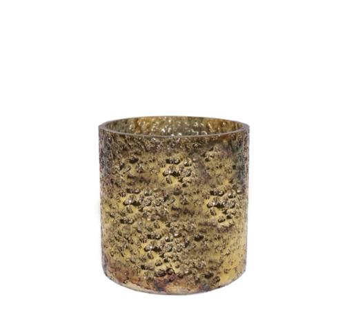 Γυάλινο κηροπήγιο ρεσό σε παλαιωμένο χρυσό 10x10cm