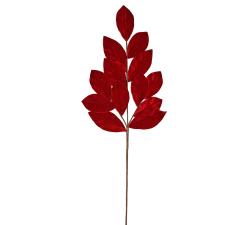 Διακοσμητικό κλαδί με κόκκινα βελούδινα φύλλα,73cm