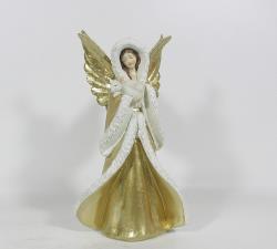Άγγελος με προβατάκι, βελουτέ χρυσό 27cm
