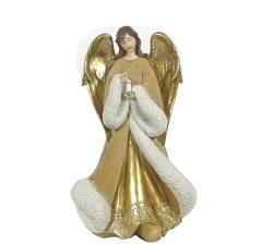 Άγγελος με κερί βελουτέ χρυσό 29.5cm