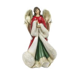 Άγγελος με κερί σε κόκκινο/πράσινο 29.5cm