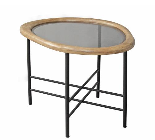 Coffe table"Βότσαλο" με γυάλινο καπάκι,61x53cm