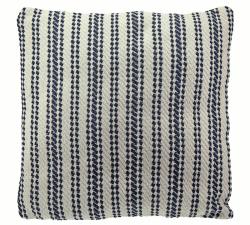 Μαξιλάρι cotton με χειροποιητη ύφανση ριγέ λευκό/μπλε, 2σχ.,50x50cm