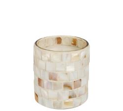 Κερί σε γυάλινο δοχείο με επένδυση όστρακου,10cm 