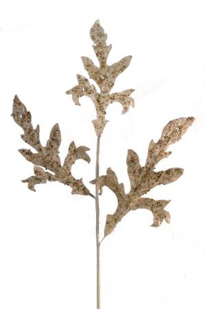 Διακοσμητικό Φύλλο Acanthus απο βελούδο σε  Εκρού/Χρυσό