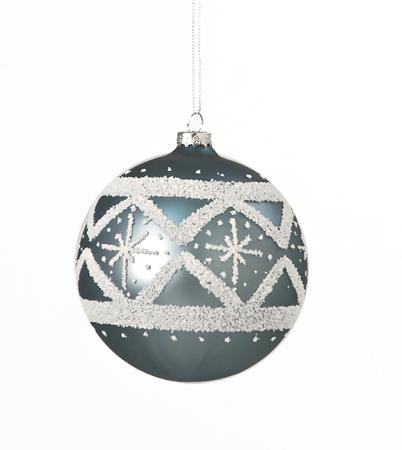 Χριστουγεννιάτικη Μπάλα με  "Jacquard" σχέδιο, Γκρι/Μπλε, 8cm