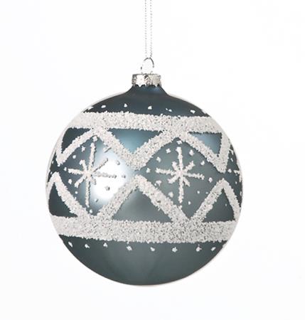 Χριστουγεννιάτικη Μπάλα με  "Jacquard" σχέδιο, Γκρι/Μπλε, 10cm